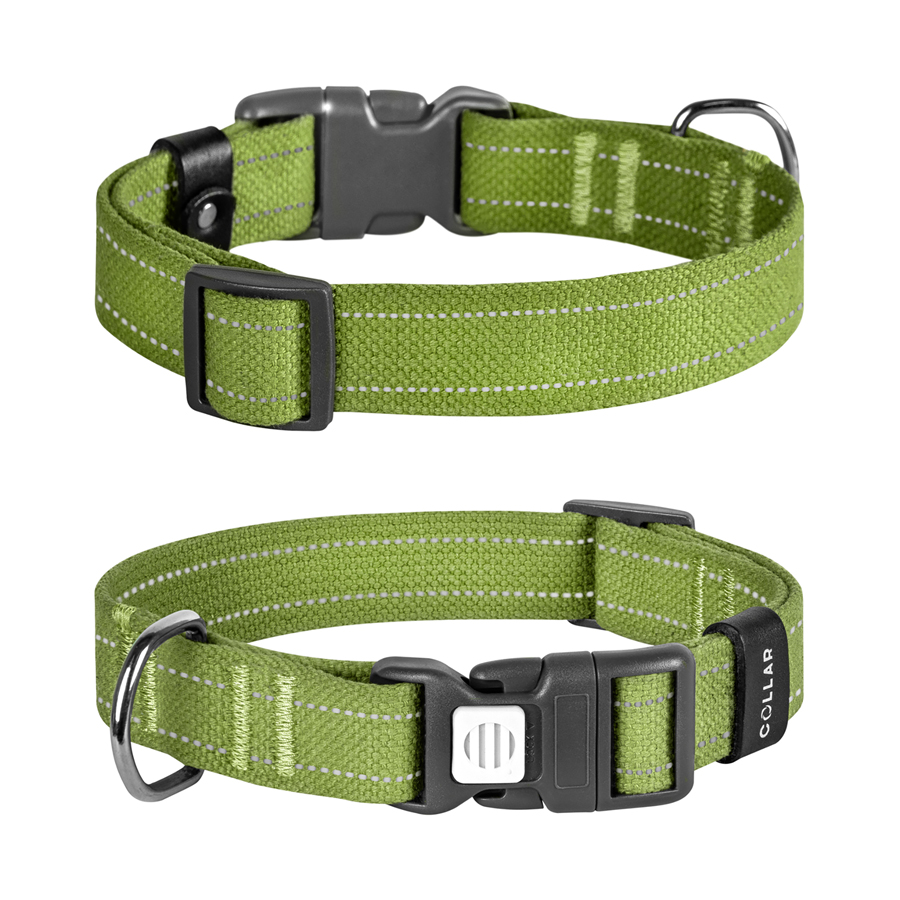Нашийник для собак бавовняна тасьма CoLLaR Брезент, пластиковий фастекс, M, Ш 25 мм, Дов 33-49 см