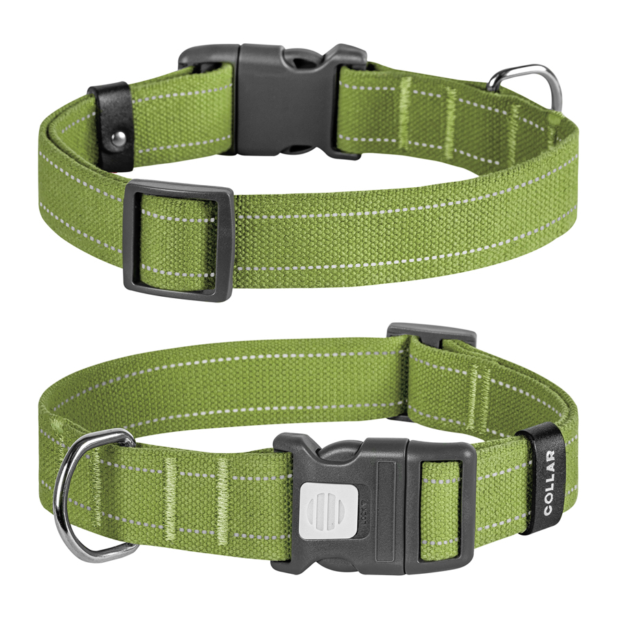Нашийник для собак бавовняна тасьма CoLLaR Брезент, пластиковий фастекс, L, Ш 35 мм, Дов 46-69 см