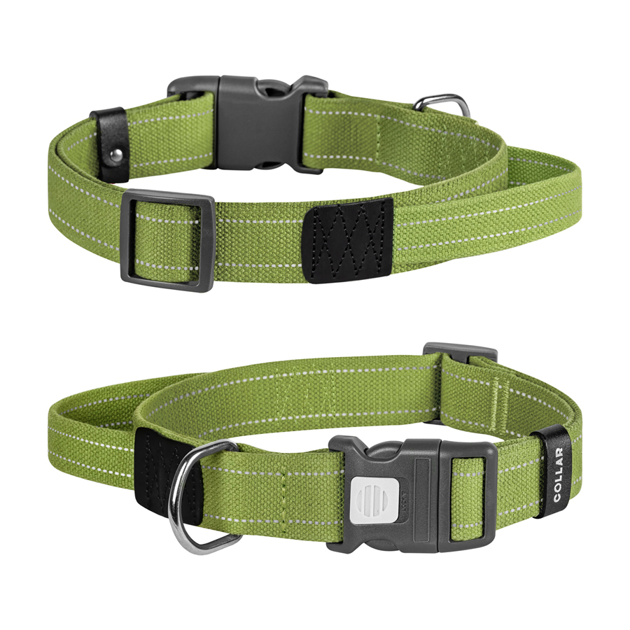 Нашийник для собак з ручкою бавовняна тасьма CoLLaR Брезент, пластиковий фастекс, L, Ш 35 мм, Дов 53-69 см