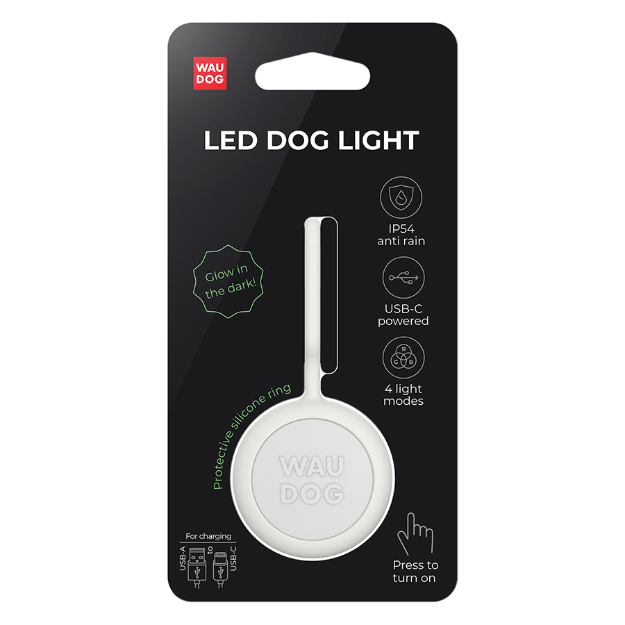 Ліхтарик для собак і котів WAUDOG LED, у силіконовому чохлі, що світиться, USB, Д 37 мм