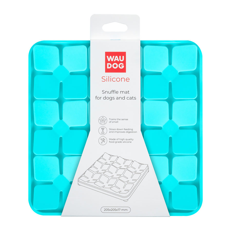 Килимок для пошуку корму WAUDOG Silicone, 205х205х17 мм, блакитний