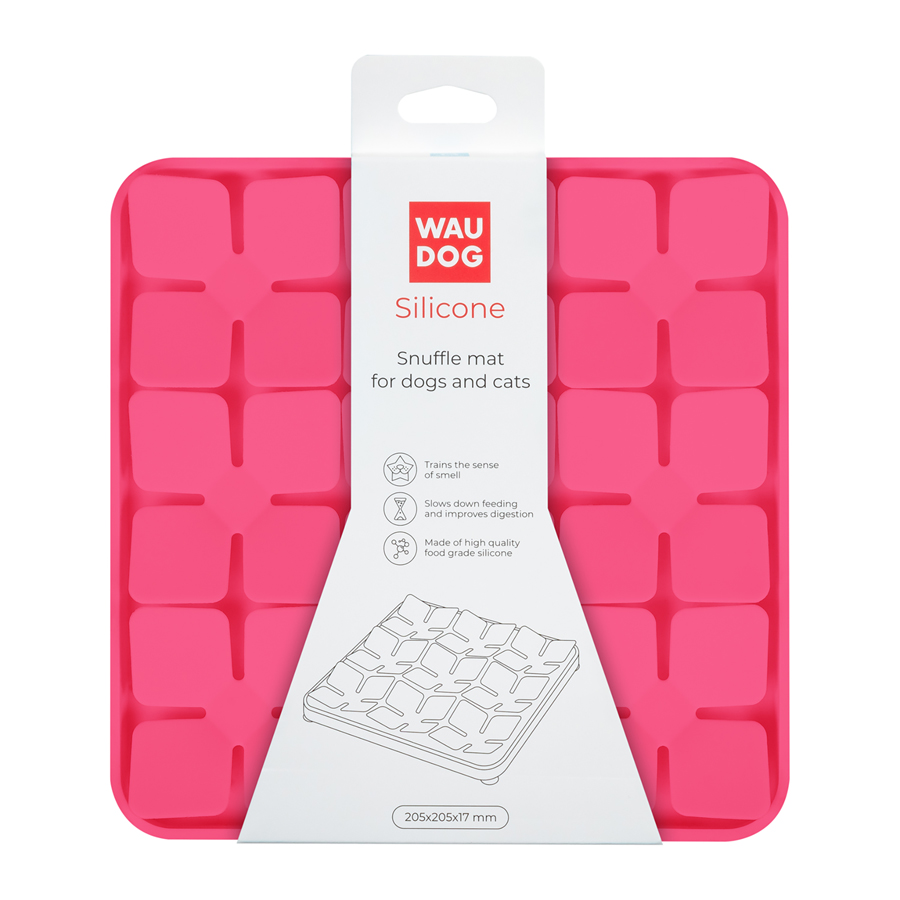 Килимок для пошуку корму WAUDOG Silicone, 205х205х17 мм, рожевий