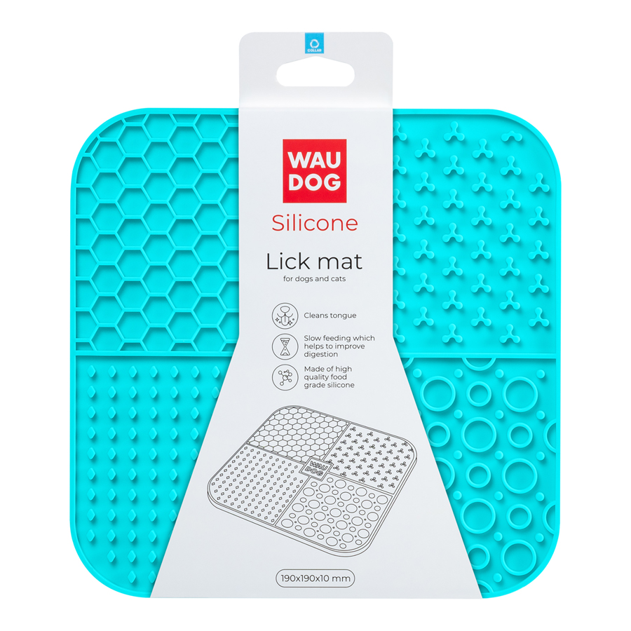 Килимок для злизування WAUDOG Silicone, 190х190х10 мм, блакитний