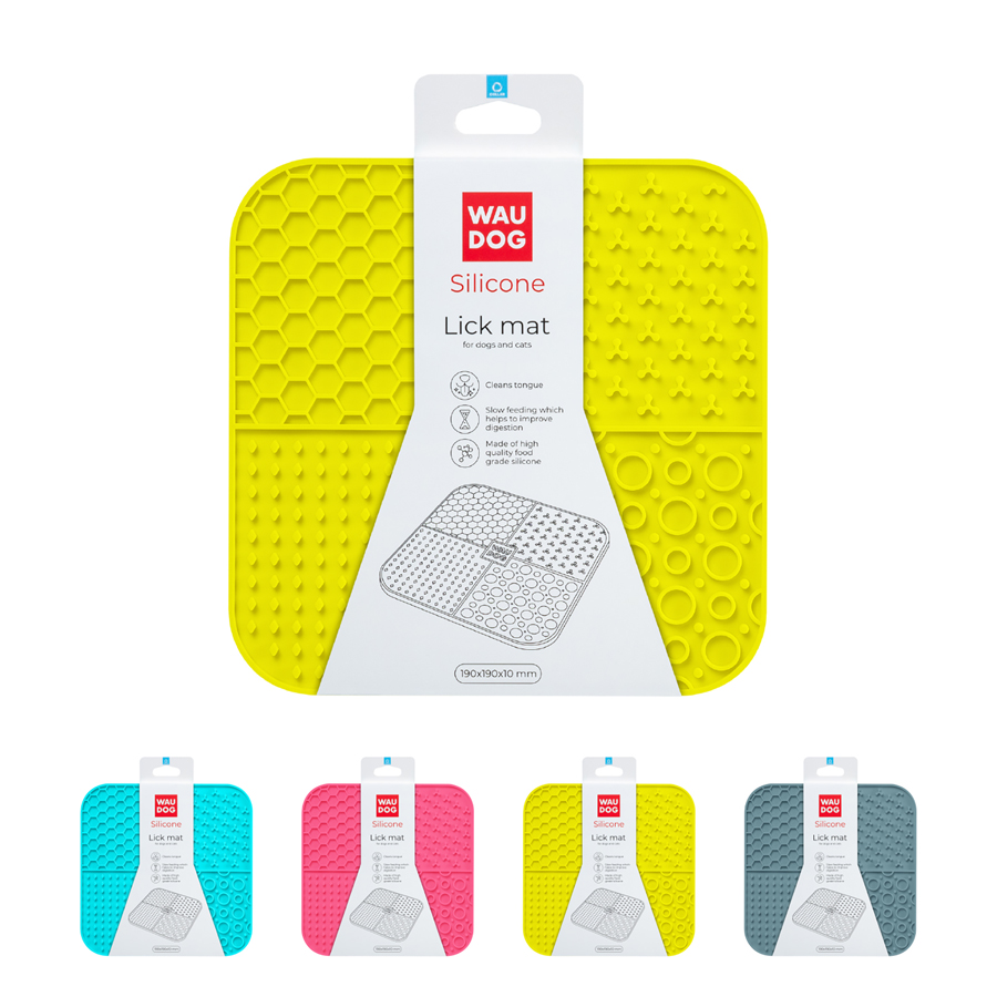 Килимок для злизування WAUDOG Silicone, 190х190х10 мм, жовтий