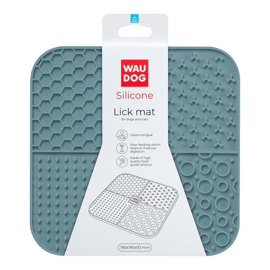 Килимок для злизування WAUDOG Silicone, 190х190х10 мм, сірий
