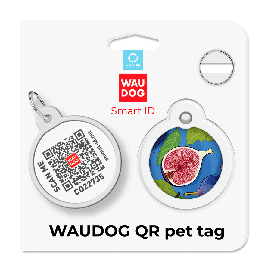 Адресник для собак і котів металевий WAUDOG Smart ID з QR паспортом, малюнок 