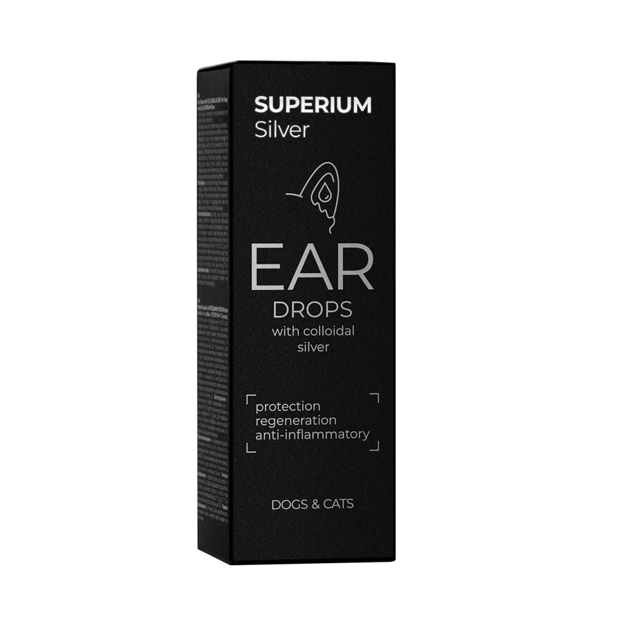 СУПЕРІУМ Сільвер краплі вушні з колоїдним сріблом для котів та собак, 30 мл