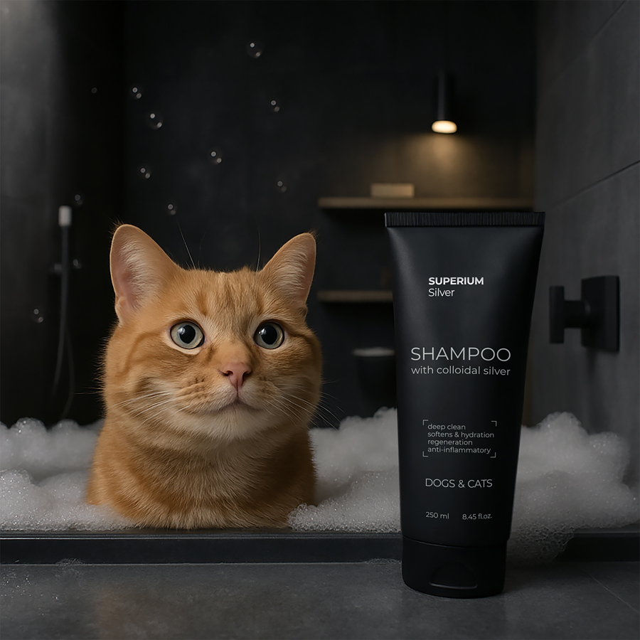 СУПЕРІУМ Сільвер шампунь універсальний з колоїдним сріблом для котів та собак, 250 мл