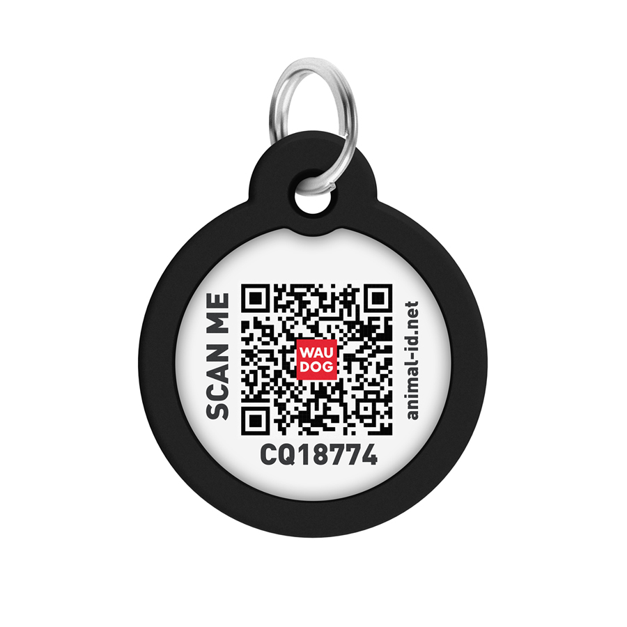 Адресник для собак і котів металевий WAUDOG Smart ID з QR паспортом, малюнок 