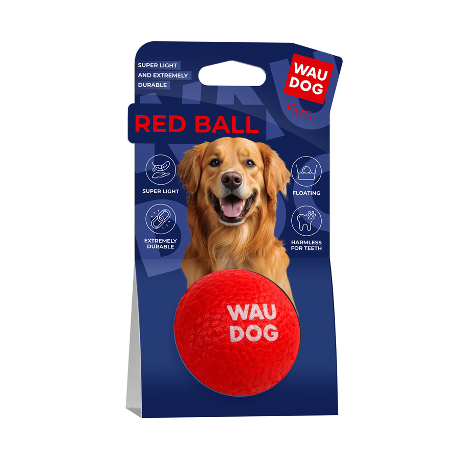 Іграшка для собак WAUDOG Fun Red Ball, спінений термопластичний поліуретан, 70 мм