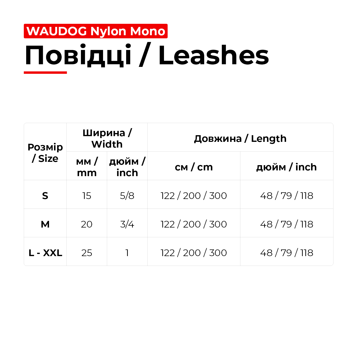 Повідець для собак нейлоновий WAUDOG Nylon Mono, світловідбивний, M, Ш 20 мм, Дов 200 см, зелений