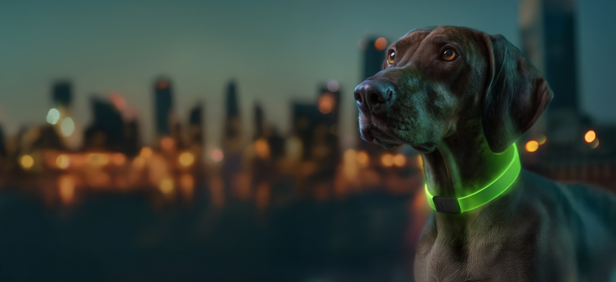 Нашийник для собак з підсвічуванням WAUDOG LED, RGB, Type-C, регульований, Ш 25 мм, Дов 60 см