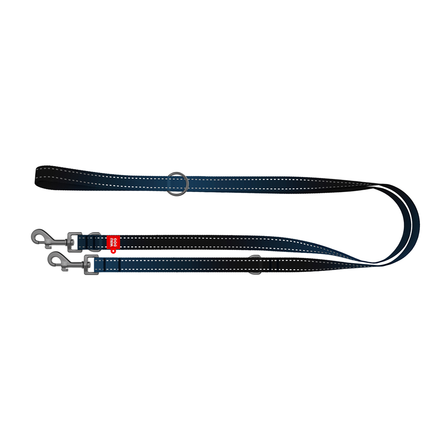 Повідець-перестібка для собак WAUDOG Nylon Mono, світловідбивний, М, Ш 20 мм, Дов 300 см, чорний