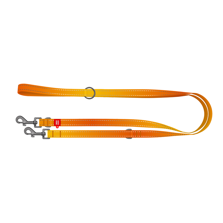 Повідець-перестібка для собак WAUDOG Nylon Mono, світловідбивний, М, Ш 20 мм, Дов 300 см, помаранчевий