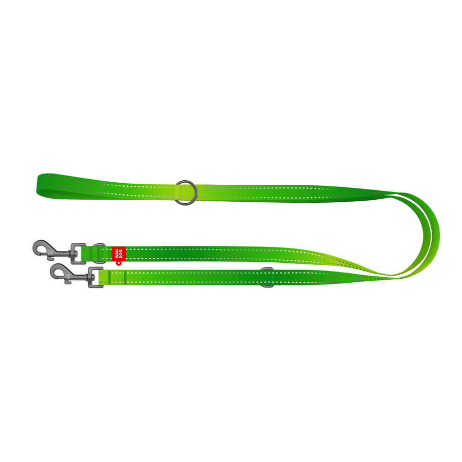 Повідець-перестібка для собак WAUDOG Nylon Mono, світловідбивний, М, Ш 20 мм, Дов 300 см, салатовий