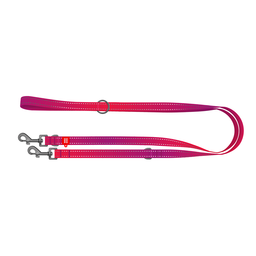 Повідець-перестібка для собак WAUDOG Nylon Mono, світловідбивний, М, Ш 20 мм, Дов 300 см, рожевий