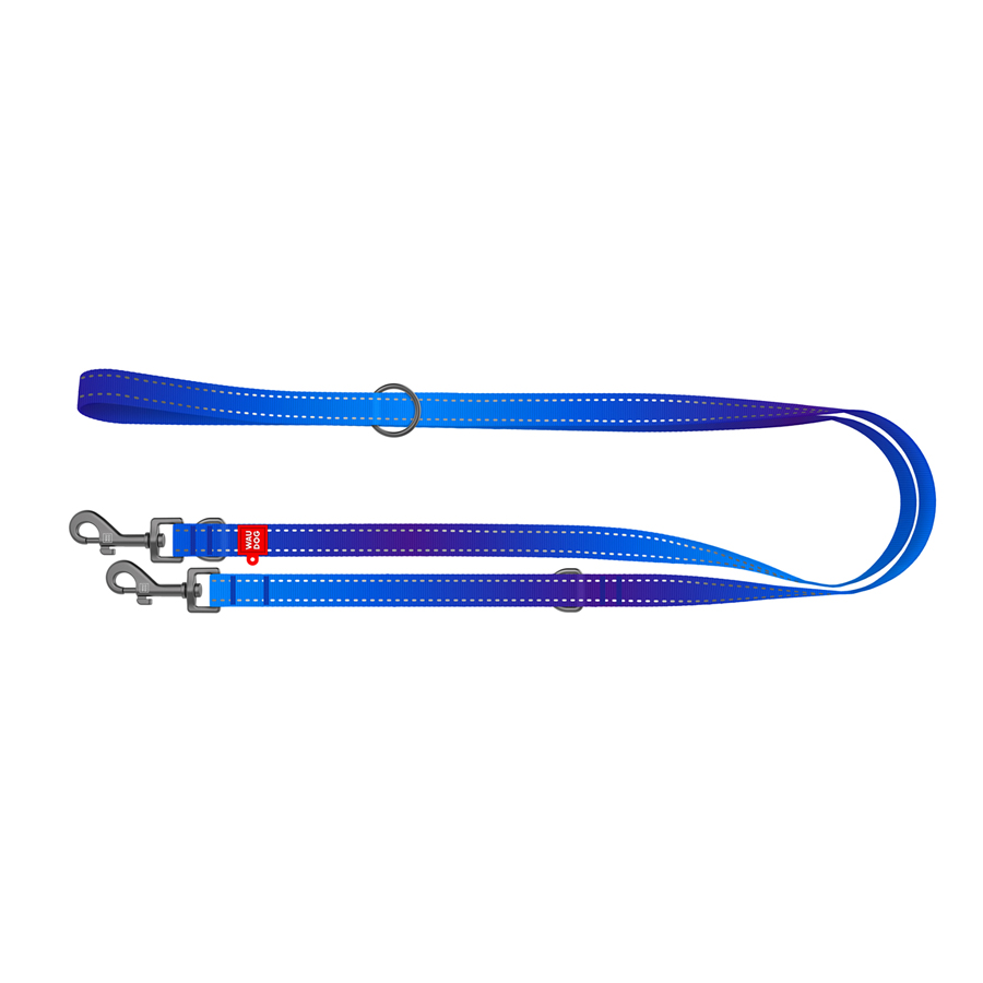 Повідець-перестібка для собак WAUDOG Nylon Mono, світловідбивний, М, Ш 20 мм, Дов 300 см, синій