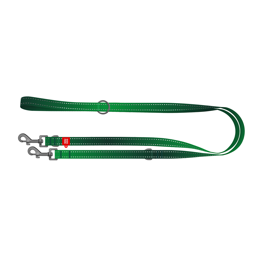 Повідець-перестібка для собак WAUDOG Nylon Mono, світловідбивний, М, Ш 20 мм, Дов 300 см, зелений