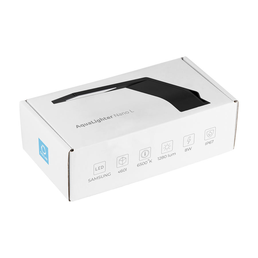 Світлодіодний світильник AquaLighter Nano L (для прісноводного акваріума до 60л), 6500K, 1280 Лм, 8 Вт, чорний