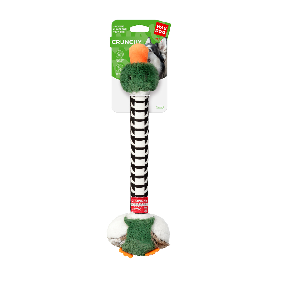 Іграшка для собак WAUDOG Fun Crunchy Качка, бавовна, поліестер, пластик, поролон, 38 см
