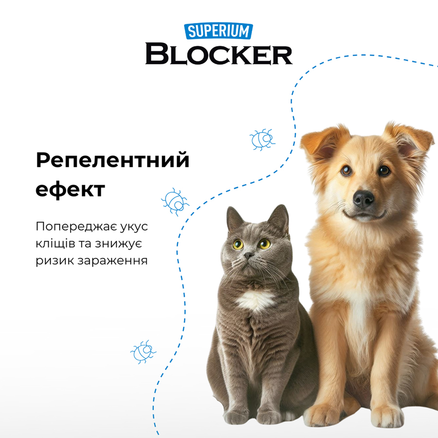 СУПЕРІУМ Блокер протипаразитарний нашийник для котів та собак, 35 см