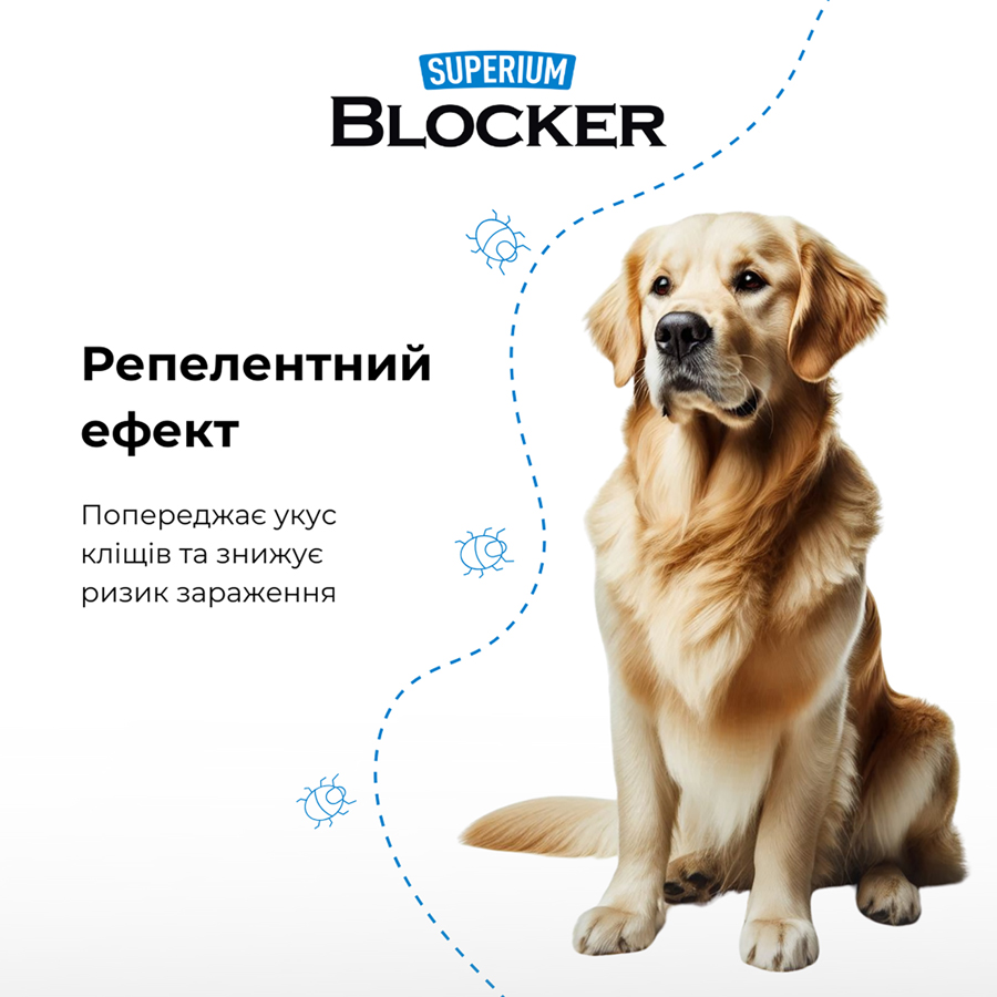 СУПЕРІУМ Блокер протипаразитарний нашийник для собак, 70 см