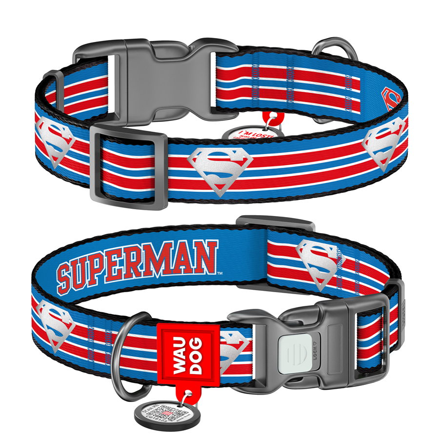 Нашийник для собак нейлоновий WAUDOG Nylon з QR паспортом, світловідбивний, малюнок 
