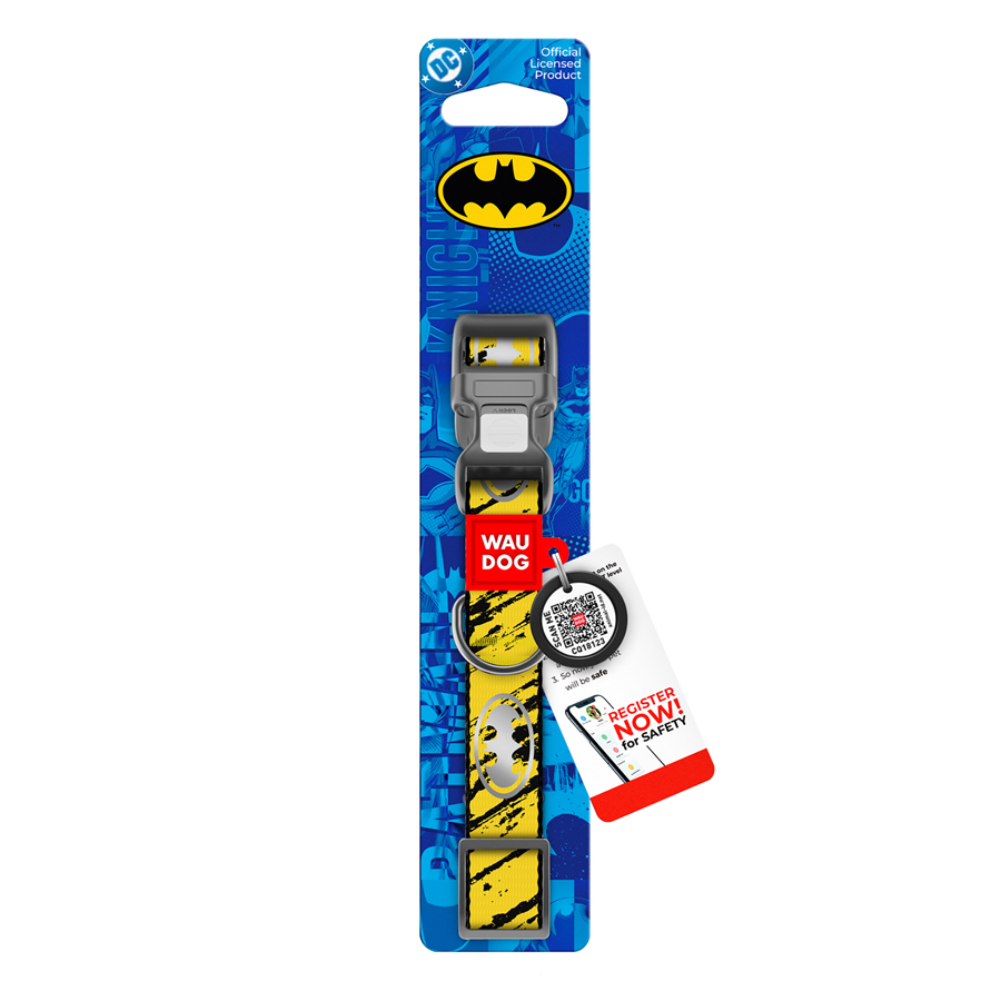 Нашийник для собак нейлоновий WAUDOG Nylon з QR паспортом, світловідбивний, малюнок 