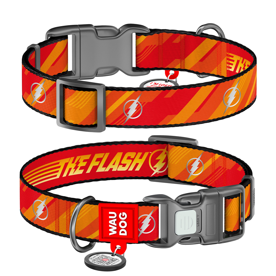 Нашийник для собак нейлоновий WAUDOG Nylon з QR паспортом, світловідбивний, малюнок 