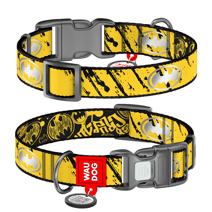 Нашийник для собак нейлоновий WAUDOG Nylon з QR паспортом, світловідбивний, малюнок 