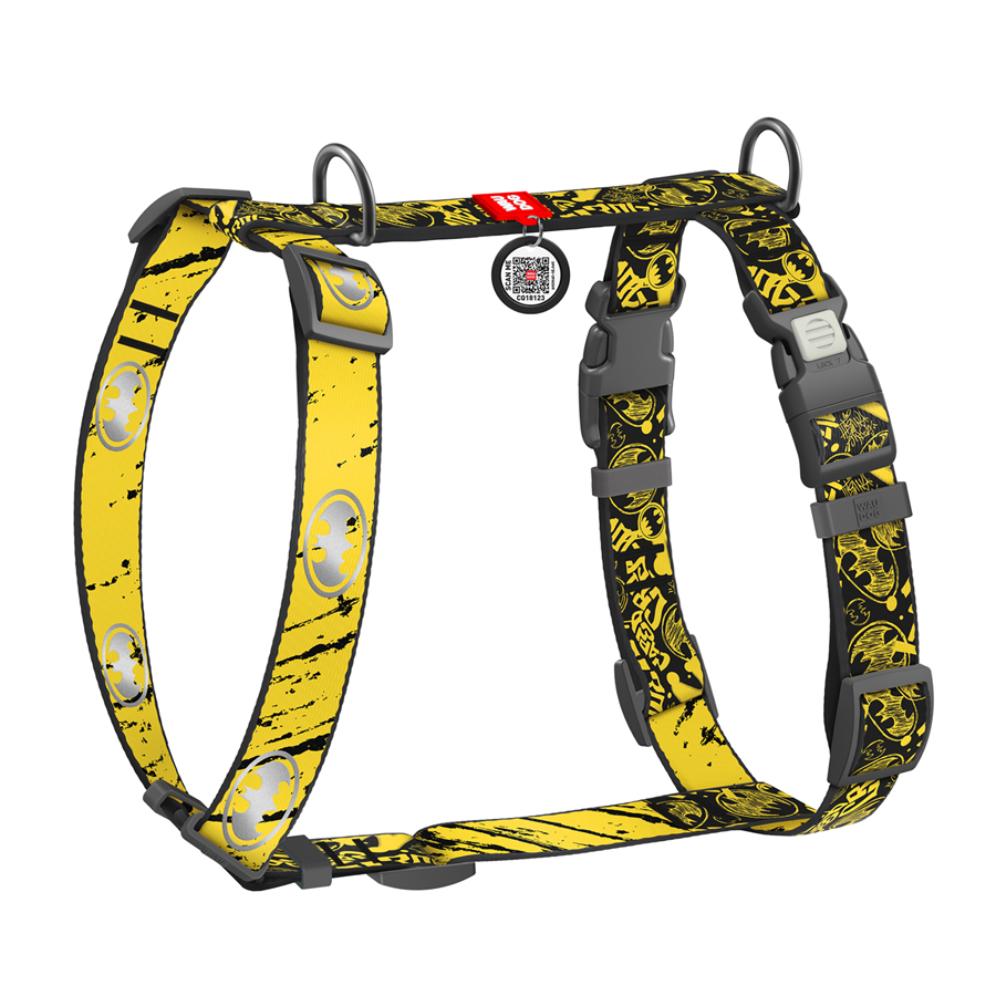 Шлея для собак анатомічна H-подібна WAUDOG Nylon з QR-паспортом, світловідбивна, малюнок 