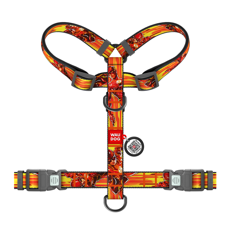 Шлея для собак анатомічна H-подібна WAUDOG Nylon з QR-паспортом, малюнок 