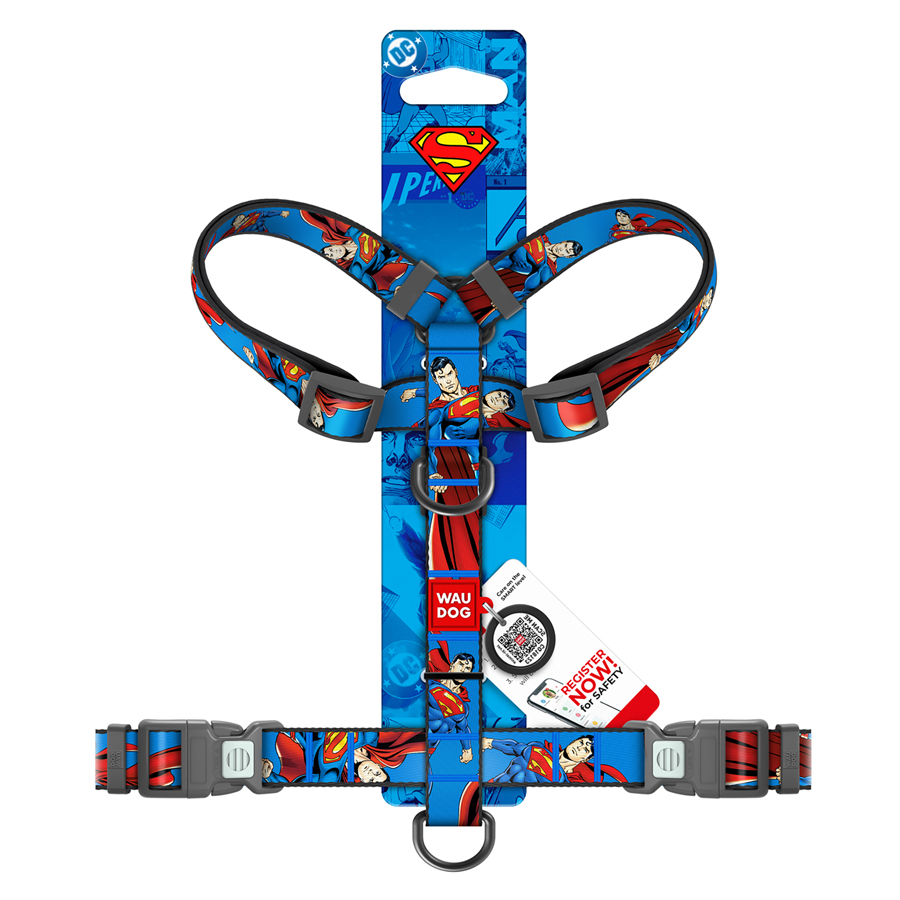 Шлея для собак анатомічна H-подібна WAUDOG Nylon з QR-паспортом, малюнок 