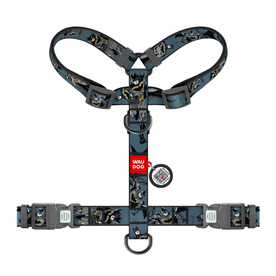 Шлея для собак анатомічна H-подібна WAUDOG Nylon з QR-паспортом, малюнок 