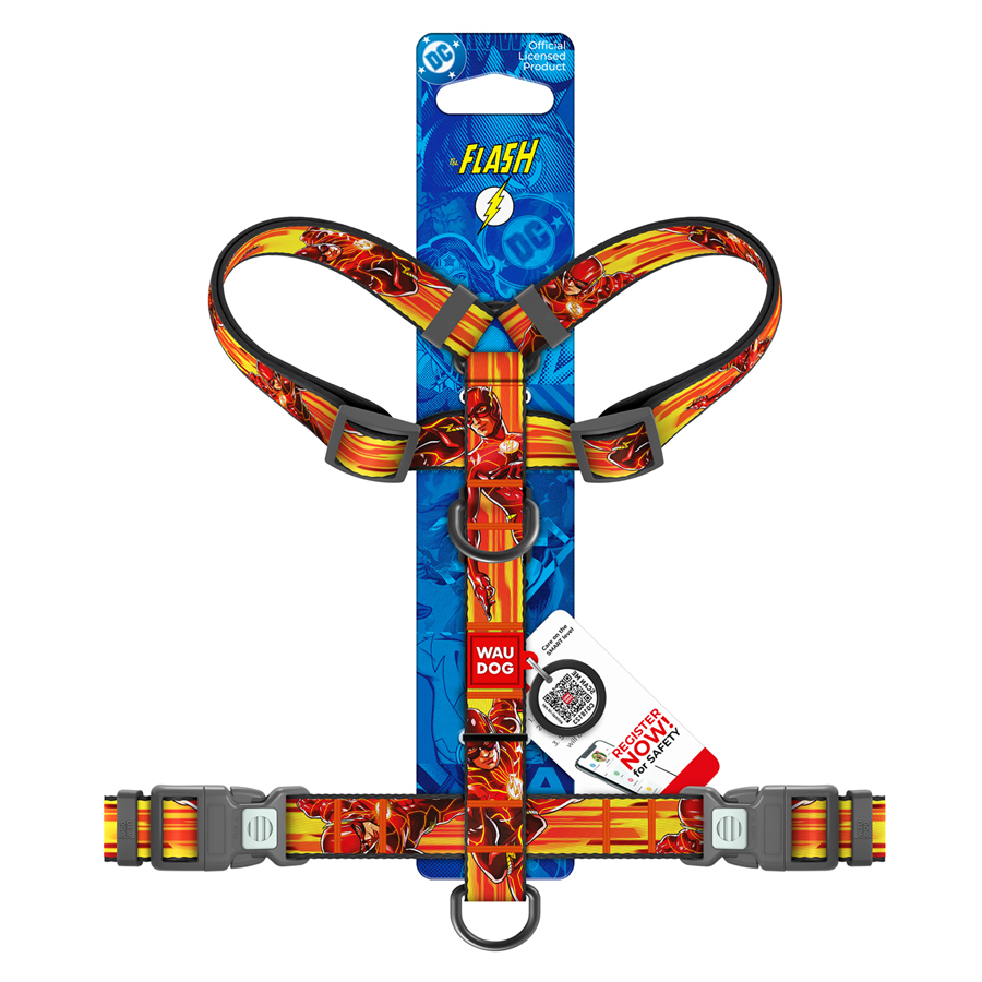 Шлея для собак анатомічна H-подібна WAUDOG Nylon з QR-паспортом, малюнок 