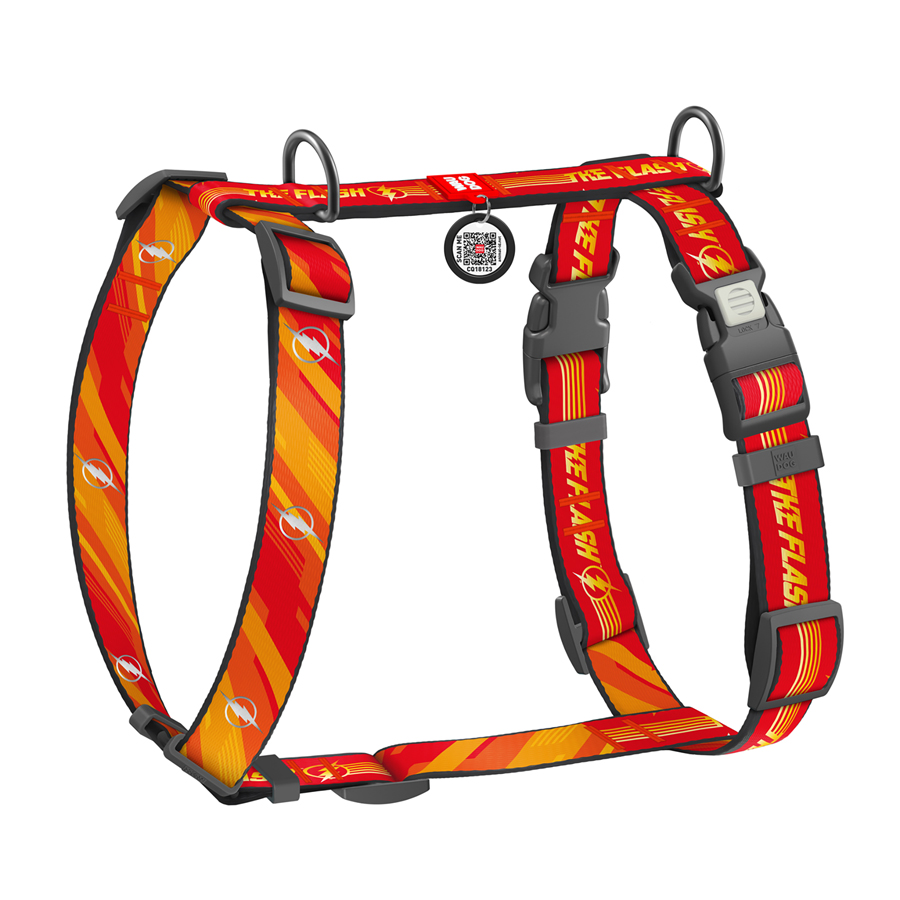 Шлея для собак анатомічна H-подібна WAUDOG Nylon з QR-паспортом, світловідбивна, малюнок 