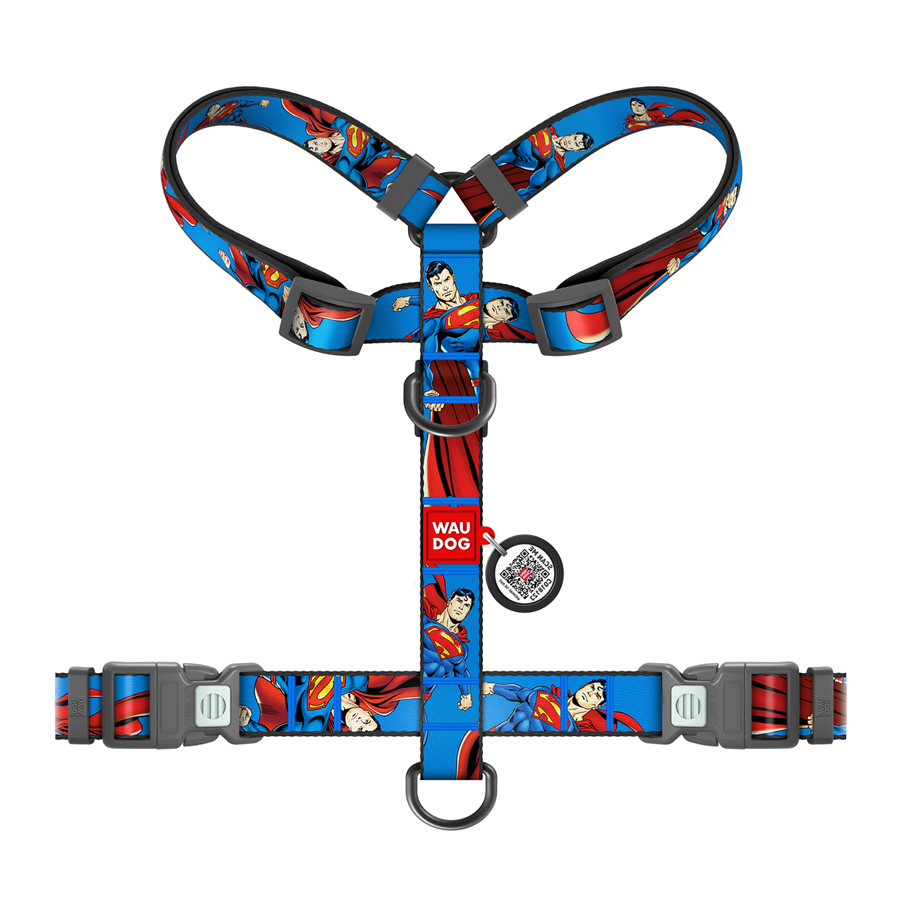 Шлея для собак анатомічна H-подібна WAUDOG Nylon з QR-паспортом, малюнок 