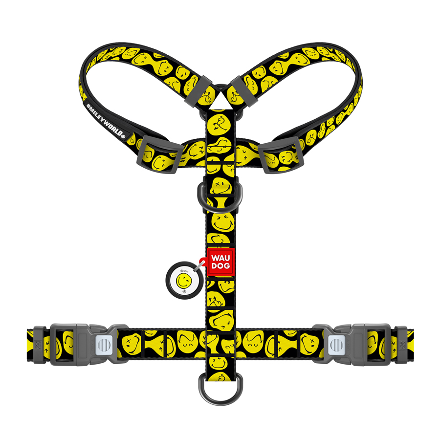 Шлея для собак анатомічна H-подібна WAUDOG Nylon з QR-паспортом, малюнок 