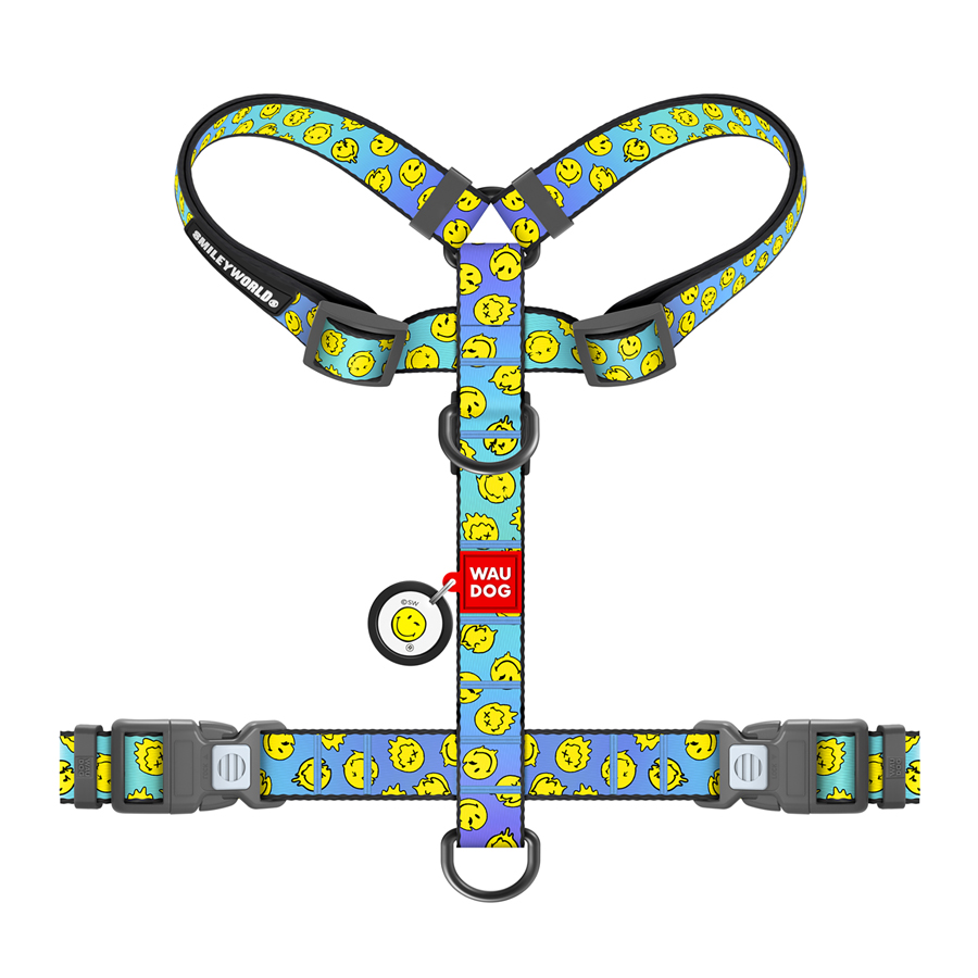Шлея для собак анатомічна H-подібна WAUDOG Nylon з QR-паспортом, малюнок 