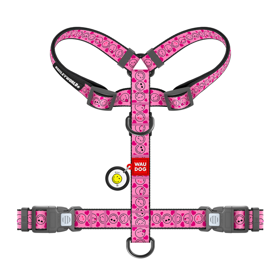 Шлея для собак анатомічна H-подібна WAUDOG Nylon з QR-паспортом, малюнок 