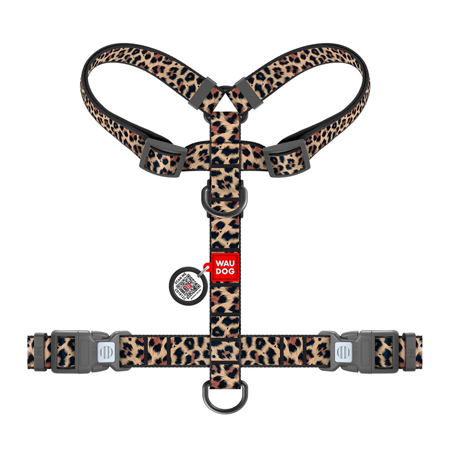 Шлея для собак анатомічна H-подібна WAUDOG Nylon з QR-паспортом, малюнок 