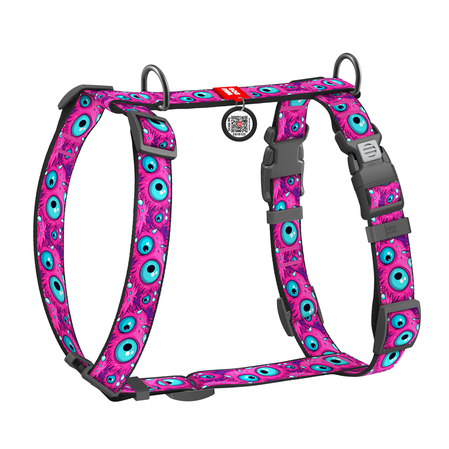Шлея для собак анатомічна H-подібна WAUDOG Nylon з QR-паспортом, малюнок 