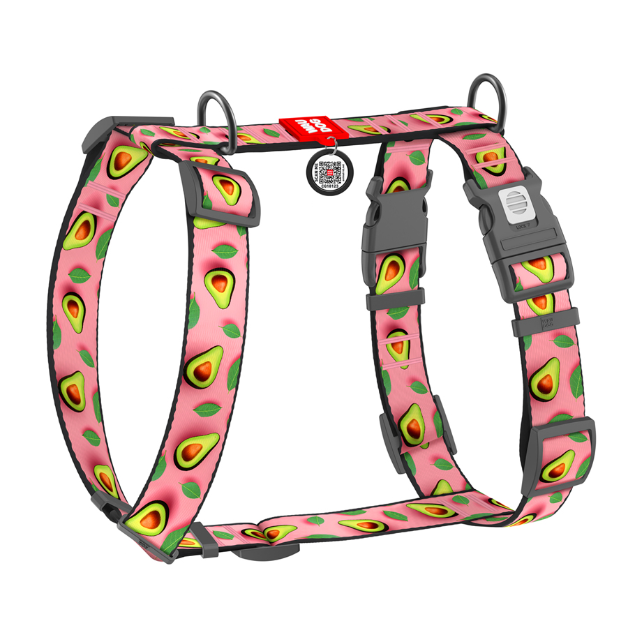 Шлея для собак анатомічна H-подібна WAUDOG Nylon з QR-паспортом, малюнок 