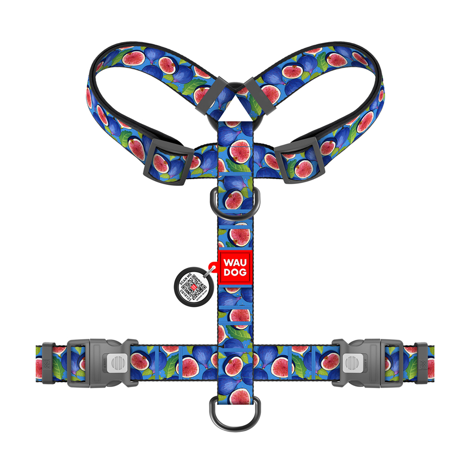 Шлея для собак анатомічна H-подібна WAUDOG Nylon з QR-паспортом, малюнок 