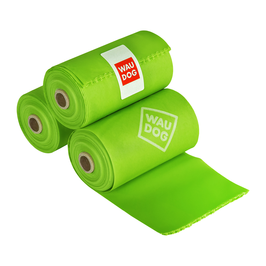 Біорозкладні пакети WAUDOG для прибирання за тваринами, МАКСІ, 22х33 см, уп. 3 рул (45 шт)