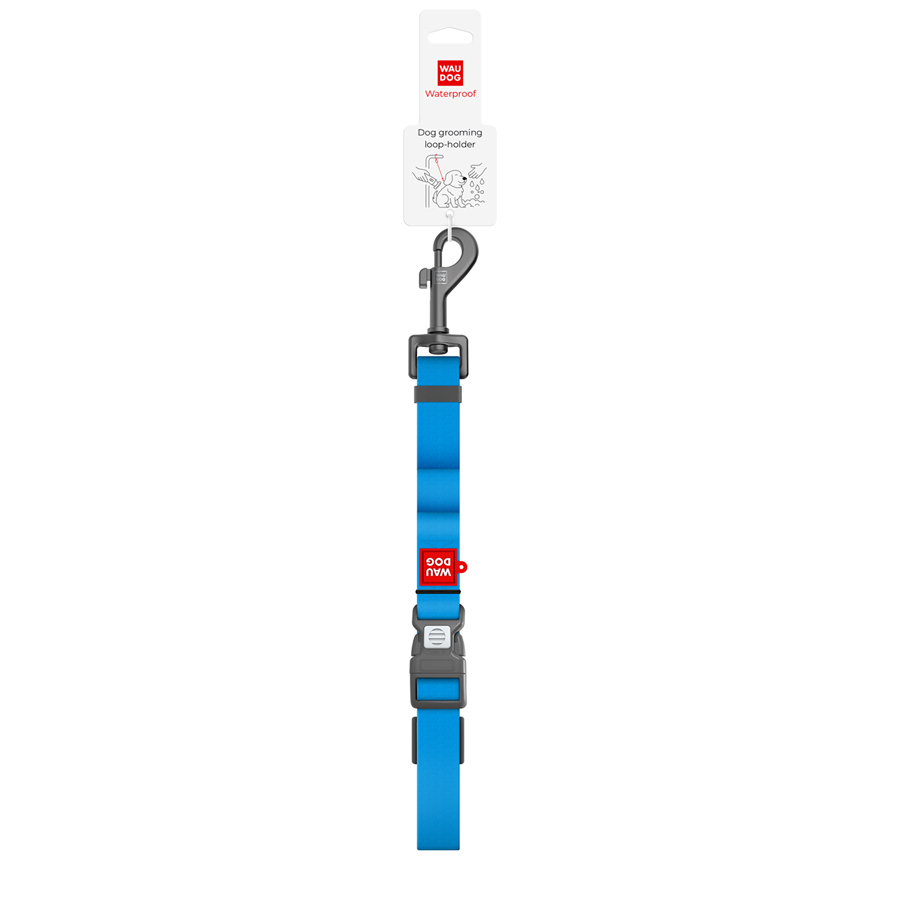 Петля-утримувач для грумінгу собак водостійка WAUDOG Waterproof, L, Ш 25 мм, Дов 70-116 см, А 20-110 см, блакитний