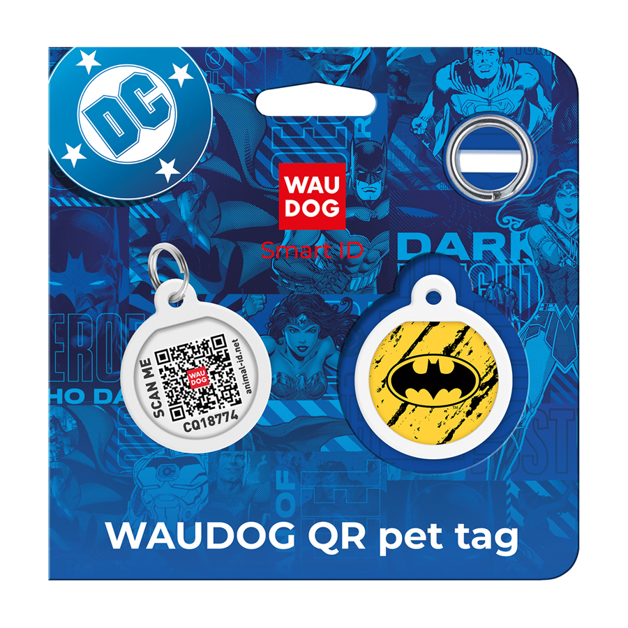 Адресник для собак і котів металевий WAUDOG Smart ID з QR паспортом, малюнок 