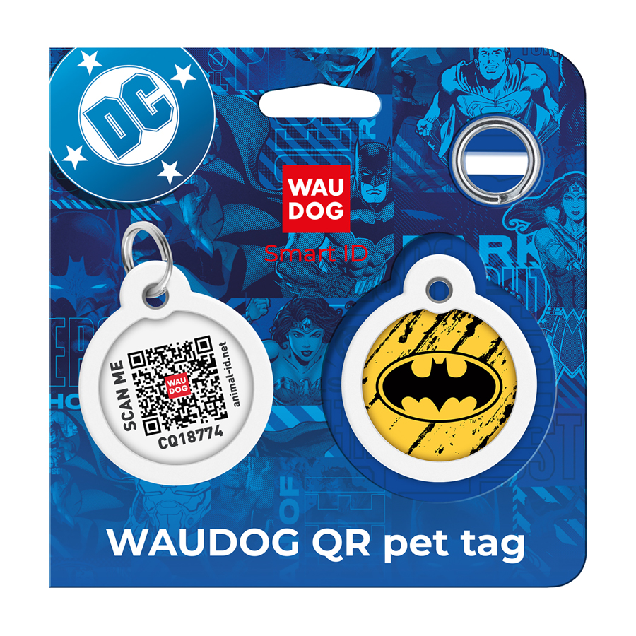 Адресник для собак і котів металевий WAUDOG Smart ID з QR паспортом, малюнок 