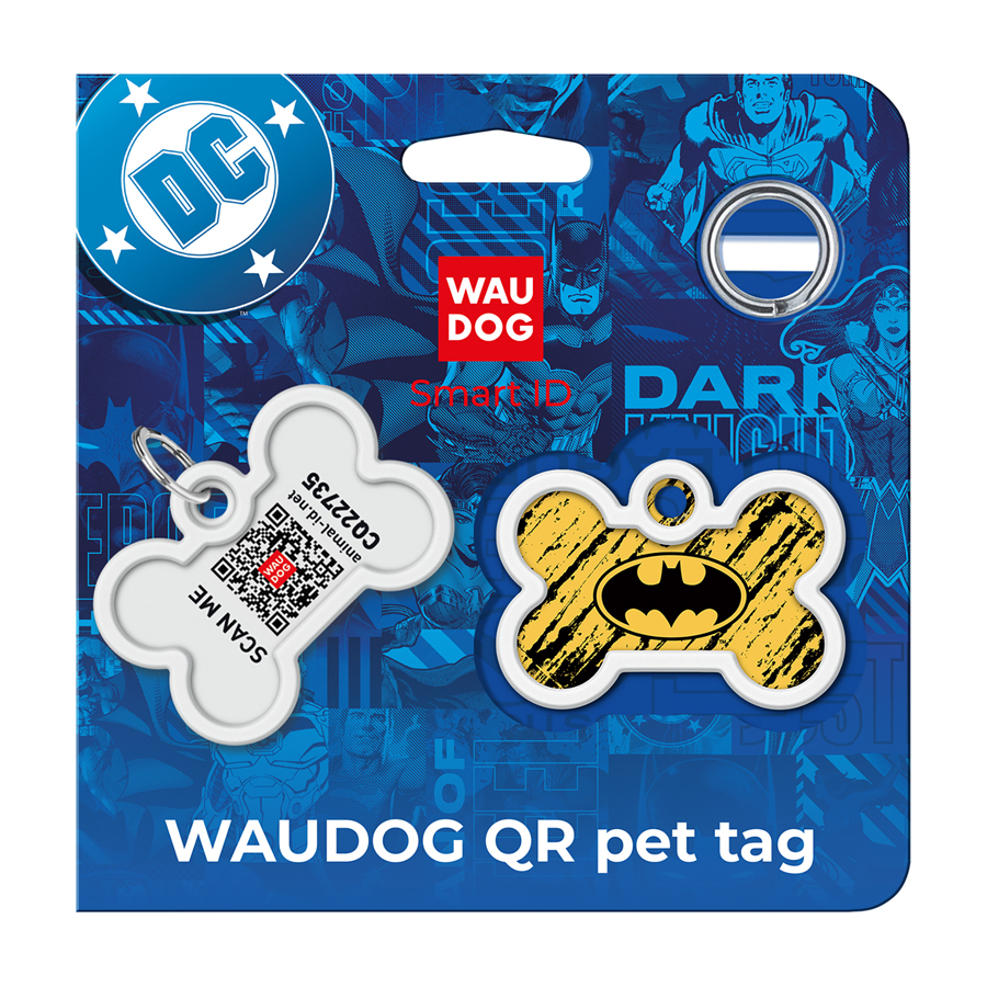 Адресник для собак і котів металевий WAUDOG Smart ID з QR паспортом, малюнок 