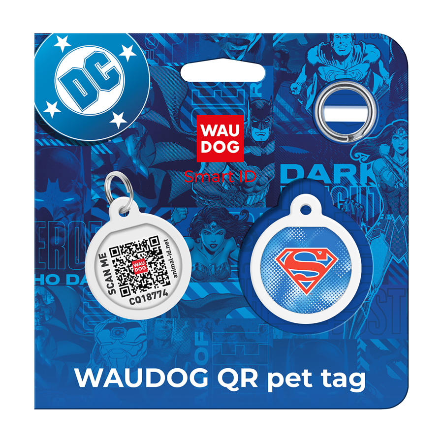 Адресник для собак і котів металевий WAUDOG Smart ID з QR паспортом, малюнок 